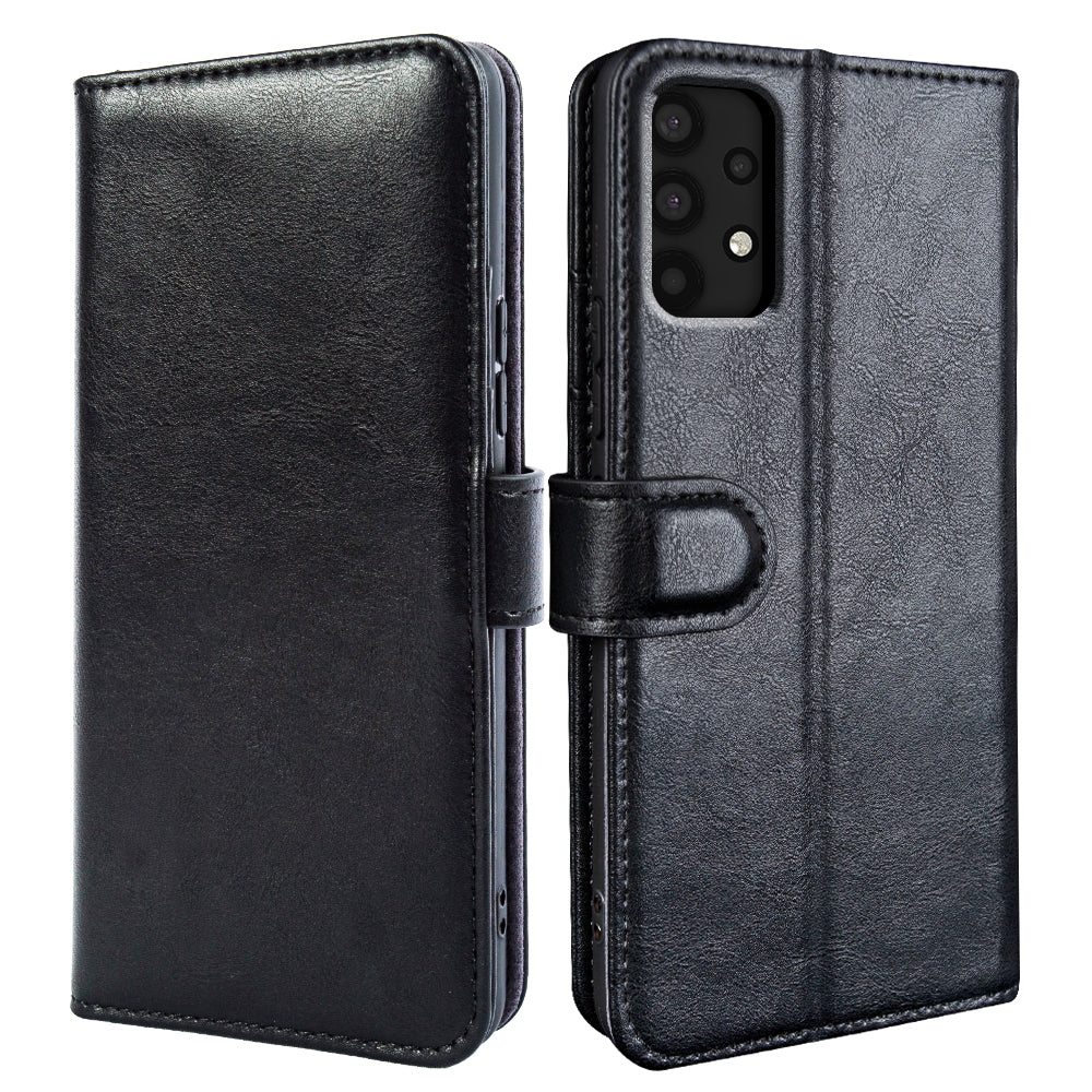 For Samsung Galaxy A32 4G (EU Version) Wallet Phone Case Waxy Texture Genuine Cow Leather Cover with Stand For Samsung Galaxy A32 4G (EU Version) Wallet Phone Case Waxy Texture Genuine Cow Leather Cover with Stand